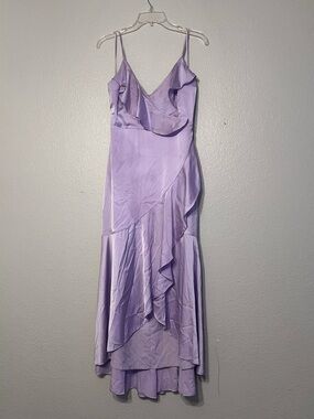 Lilac Ruffle Slip Dress - Elegant Spaghetti Strap Midi